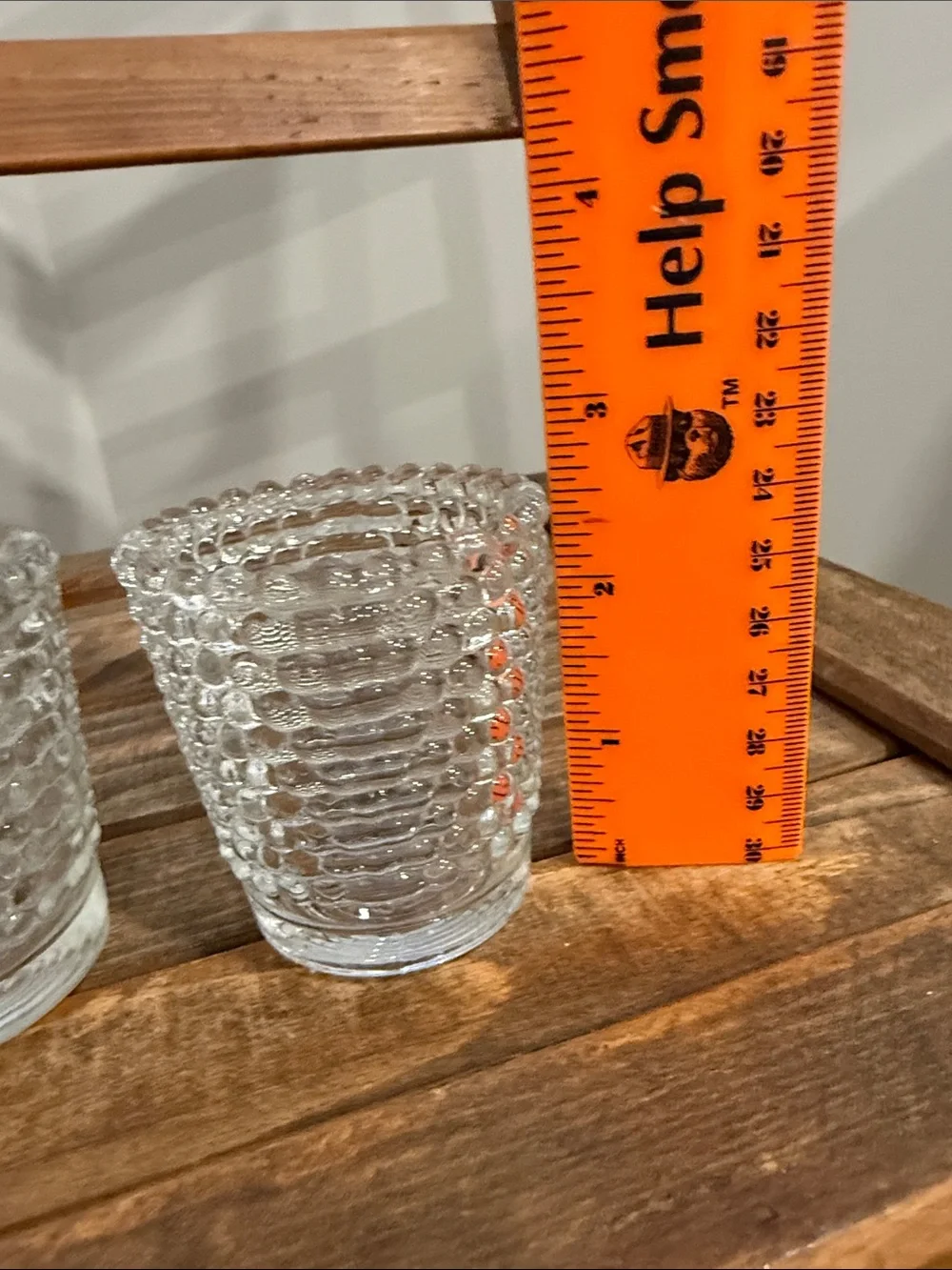 Vintage Clear Hobnail Bubble Glass Votive Candle Holders Set of 2